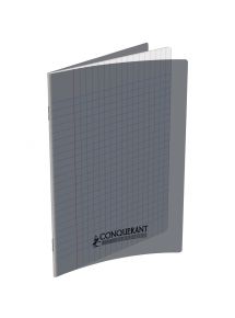 Cahier polypro 17x22cm, 96p, grands carreaux, gris