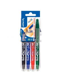 Stylo roller pointe métal Frixion Ball 07, écriture 0,35mm, étui de 4 couleurs assorties