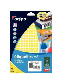 Etui de 2940 pastilles adhésives diamètre 8 mm jaune