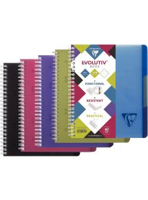 Cahier à reliure intégrale EVOLUTIV'BOOK 180 pages perforées, format A5+, petits carreaux