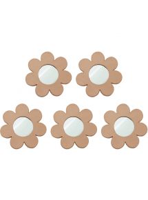 Lot de 5 miroirs forme fleur en carton diamètre 17,5 cm