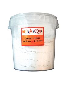 Pot de 1 kg de poudre ciment pour joint de mosaïques blanc