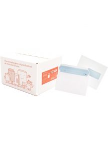 Enveloppe blanches autoadhésives 80g, 162x229 mm, C5 fenêtre 45, boîte de 500