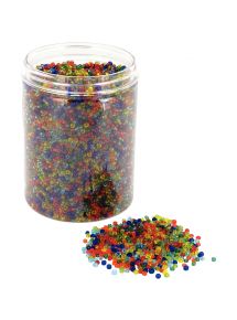 Perles de rocailles transparentes, diamètre 2,5mm, couleurs assorties, bocal de 500
