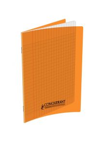 Cahier polypro 17x22cm, 48p, grands carreaux, orange