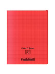 Cahier polypro avec rabat 24x32cm, 96p, grands carreaux, rouge