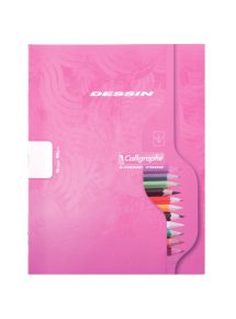 Cahier de dessin 16 pages, format 17x22 cm, quadrillé 10x10 blanc, papier 90g