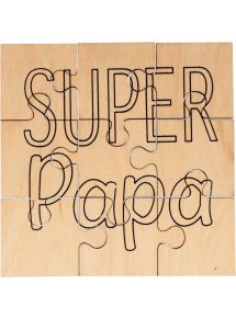Puzzle en bois 9 pièces, Super Papa