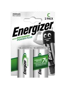 Pile Energizer Power Plus rechargeable C LR14 2500 mAh, pack de 2 piles