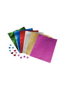 Feuille métallisée sur 1 face format 21x29,7cm, ramette de 100 feuilles couleurs assorties