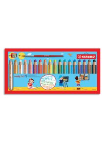 Crayon de couleur multi-talents Woody 3in1, étui de 18 couleurs assorties