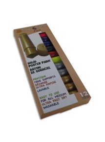 Gouache en stick 10g O'Color, boîte de 12 fluo et métal assortis