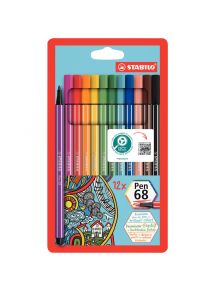 Pochette de 12 feutres Pen 68 assortis