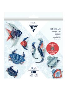 Pochette 60 feuilles origami 3 formats animaux marins