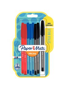 Blister de 8 stylos Inkjoy 100 pointe moyenne standard assortis