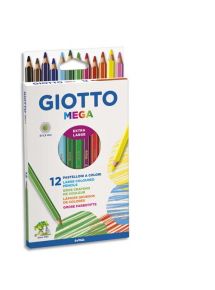 Crayon de couleur Méga Giotto, gros module, boîte de 12