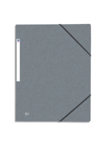 Chemise 3 rabats à élastique en carte lustrée Top File, format A4, gris