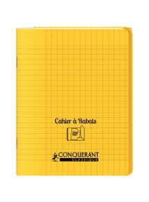 Cahier polypro avec rabat 17x22cm, 96p, grands carreaux, jaune