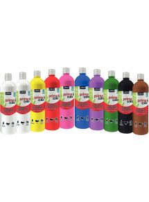 Lot de 10 Flacons 1L de gouache PRIMACOLOR, couleurs assorties