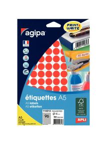 Etui de 960 pastilles adhésives diamètre 15 mm rouge