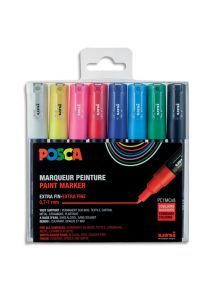 Boîte de 8 marqueurs Posca écriture 0,7mm couleurs assorties