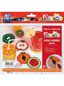 Kit d'activité 1000 perles à repasser, thème dessous de verre fruits