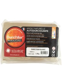 Pain de 1,5 kg argile naturelle à modeler durci dur coloris blanc