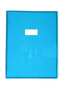 Protège-cahier 24x32cm 20/100è en PVC avec porte-étiquette Bleu