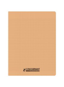 Cahier piqûre 96 pages Conquérant, 17x22 cm, seyès, couv PP abricot