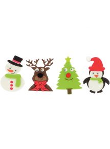 Sachet de 72 stickers caoutchouc adhésif 3D noël