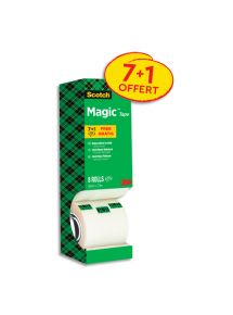 Ruban adhésif Magic 810 invisible tour en carton de 7+1 gratuit, 19mmx33m