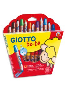 Crayon de couleur Maxi Giotto Bébé + 1 Taille-crayon, boîte de 12