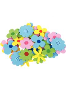 Sachet de 40 fleurs en mousse adhésive couleurs assorties