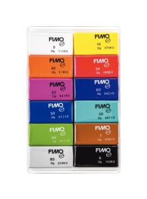Pâte à cuire Fimo Soft 25g, boîte de 12 couleurs basiques