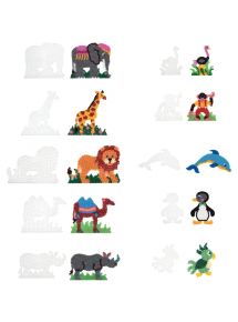 Sachet de 10 plaques préformées pour perles Hama taille midi, formes animaux sauvages