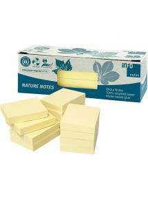 Paquet de 12 blocs de notes repositionnables de 100 feuilles recyclées 40 x 50 mm coloris jaune