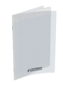 Cahier polypro 24x32cm, 192p, grands carreaux, incolore