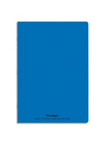 Cahier polypro 17x22cm, 96p, grands carreaux, bleu