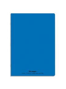 Cahier polypro 17x22cm, 96p, grands carreaux, bleu