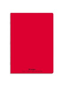 Cahier polypro 17x22cm, 96p, grands carreaux, rouge