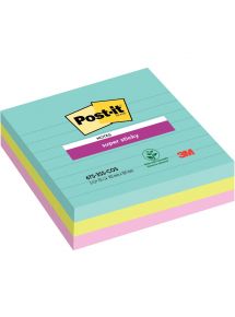 Paquet de 3 blocs Notes Super Sticky de 70 feuilles lignées, format 101 x 101 mm, couleurs Miami