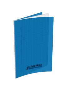 Cahier polypro 17x22cm, 48p, grands carreaux, bleu