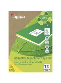Boîte de 1400 étiquettes multi-usages blanches recyclées 105x42,4mm