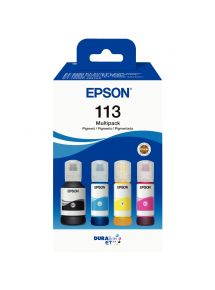 Epson 113 pack de de 4 flacons jet d'encre noire, cyan, magenta et jaune authentique (T06B640)
