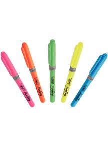 Surligneur Flex Bic pointe pinceau, pochette de 5 couleurs assorties