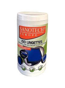 Lingette biodégradable et pré-imprégnée pour écrans et filtres, boîte de 100