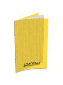 Carnet polypro 11x17cm, 96p, petits carreaux, piqûre 90g, jaune