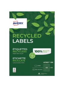 Etiquettes adhésives blanches 100% recyclée 38,1x21,2mm, boîte de 6500