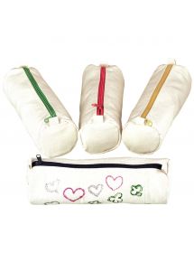 Lot de 10 trousses en coton, coloris assortis