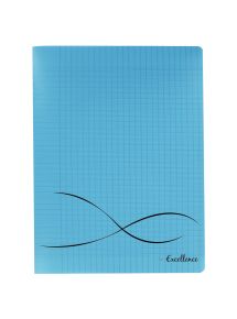 Cahier polypro 24x32cm, 48p, grands carreaux, 90g, turquoise